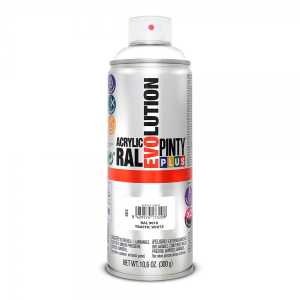 Pintura acrílica spray evolution 520 cc ral 9016 blanco tráfico (pack 2 unidades)